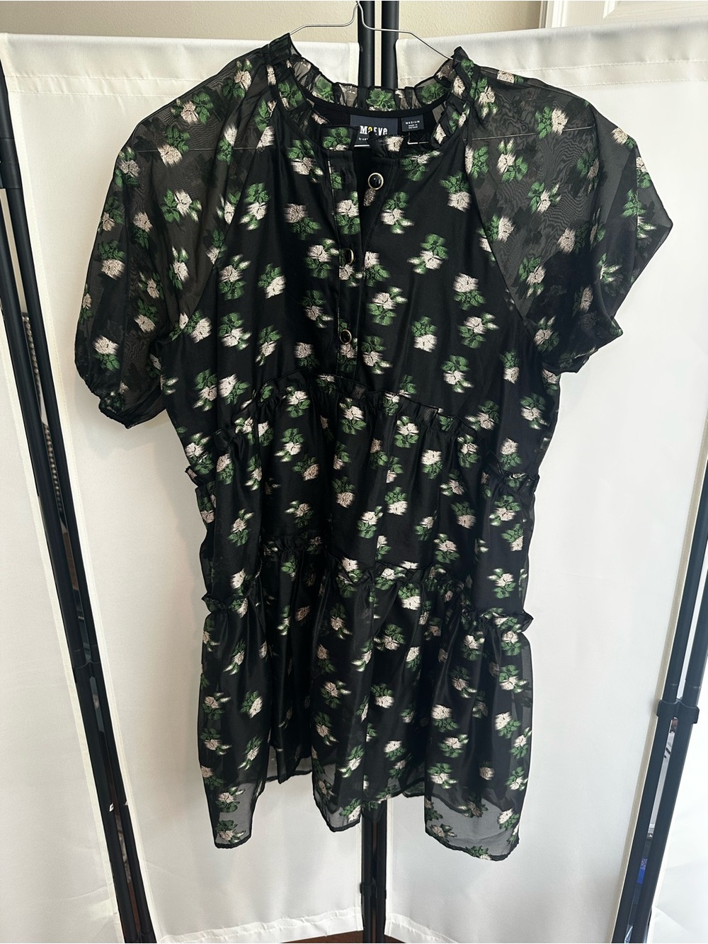 Maeve Black Floral Short Sleeve dress